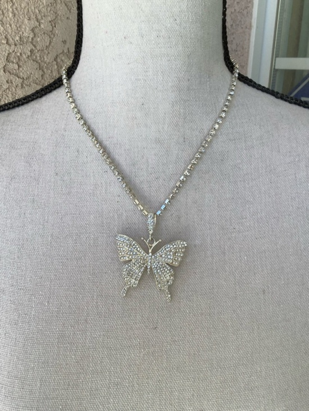 Silver tone Butterfly Pendant Necklace - Women's Jewelry